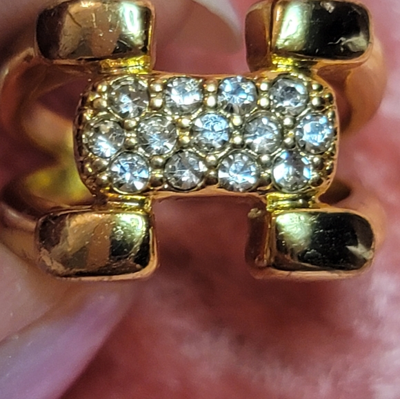 J CREW Pave & Goldtone Ring / Size 7 - Picture 4 of 9